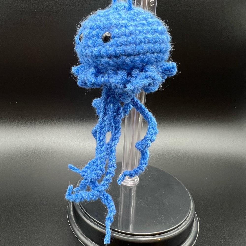 4” Handcrafted Blue Crochet Jellyfish stuffed toy